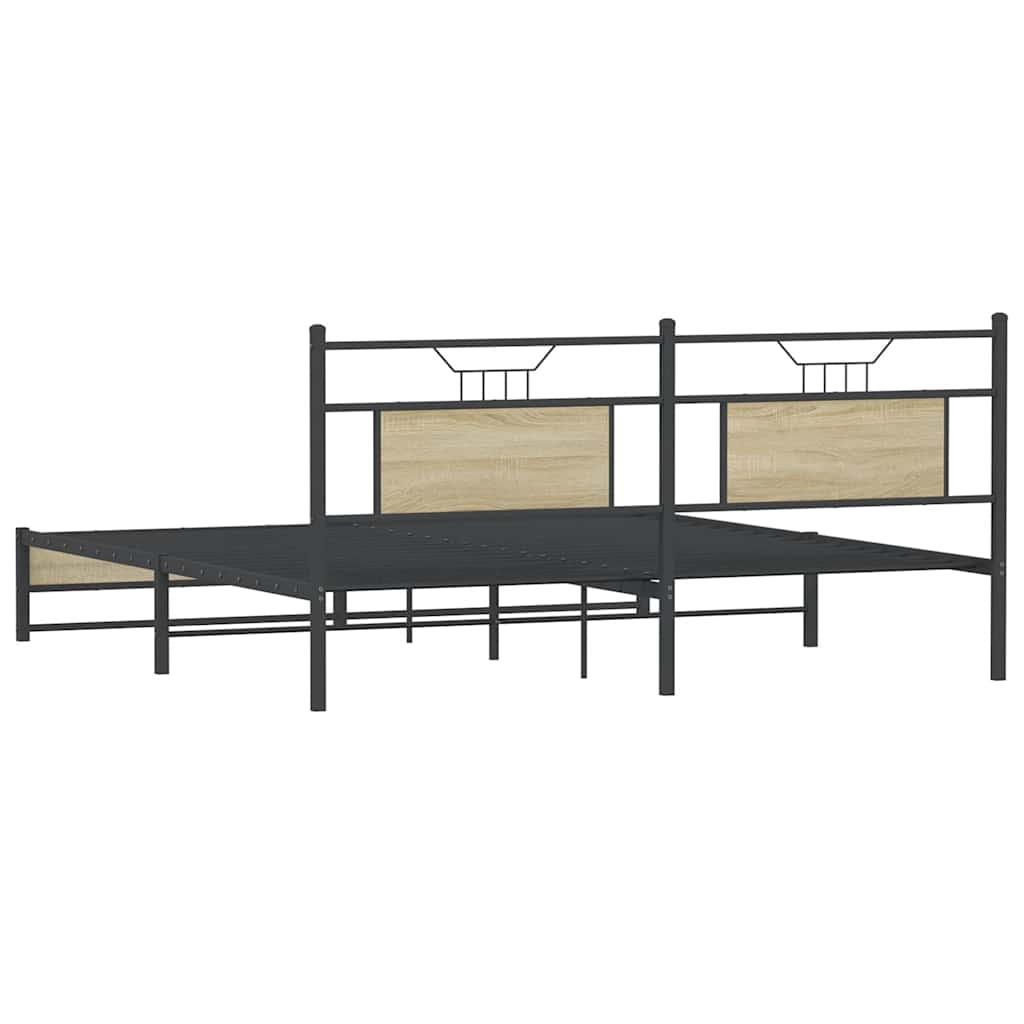 Metal Bed Frame without Mattress Sonoma Oak 180x200 cm Super King