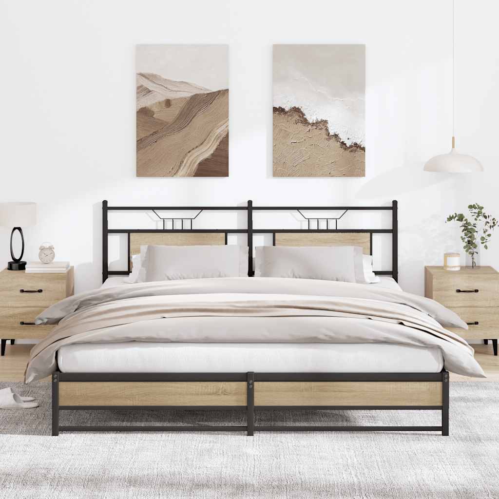 Metal Bed Frame without Mattress Sonoma Oak 180x200 cm Super King