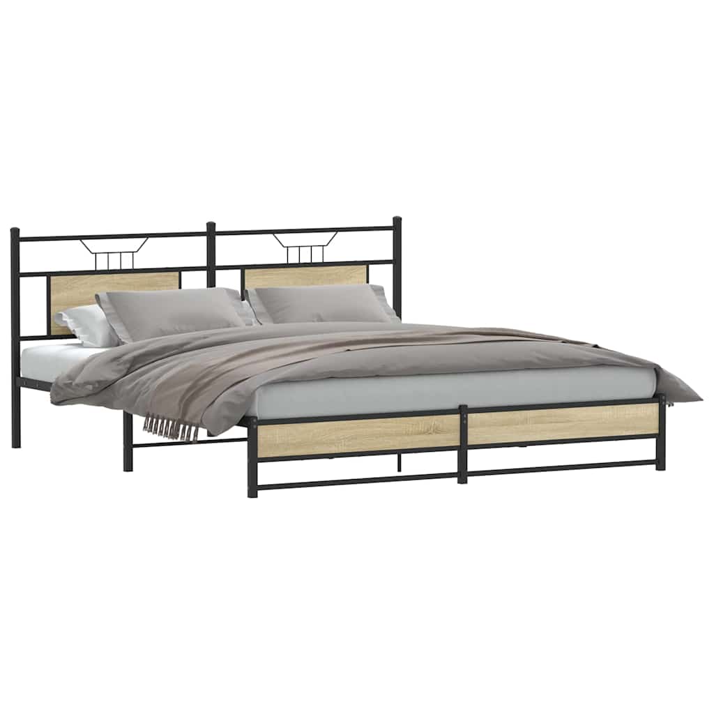 Metal Bed Frame without Mattress Sonoma Oak 183x213 cm