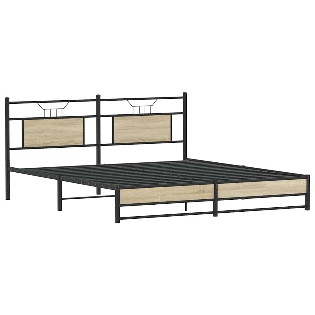 Metal Bed Frame without Mattress Sonoma Oak 183x213 cm