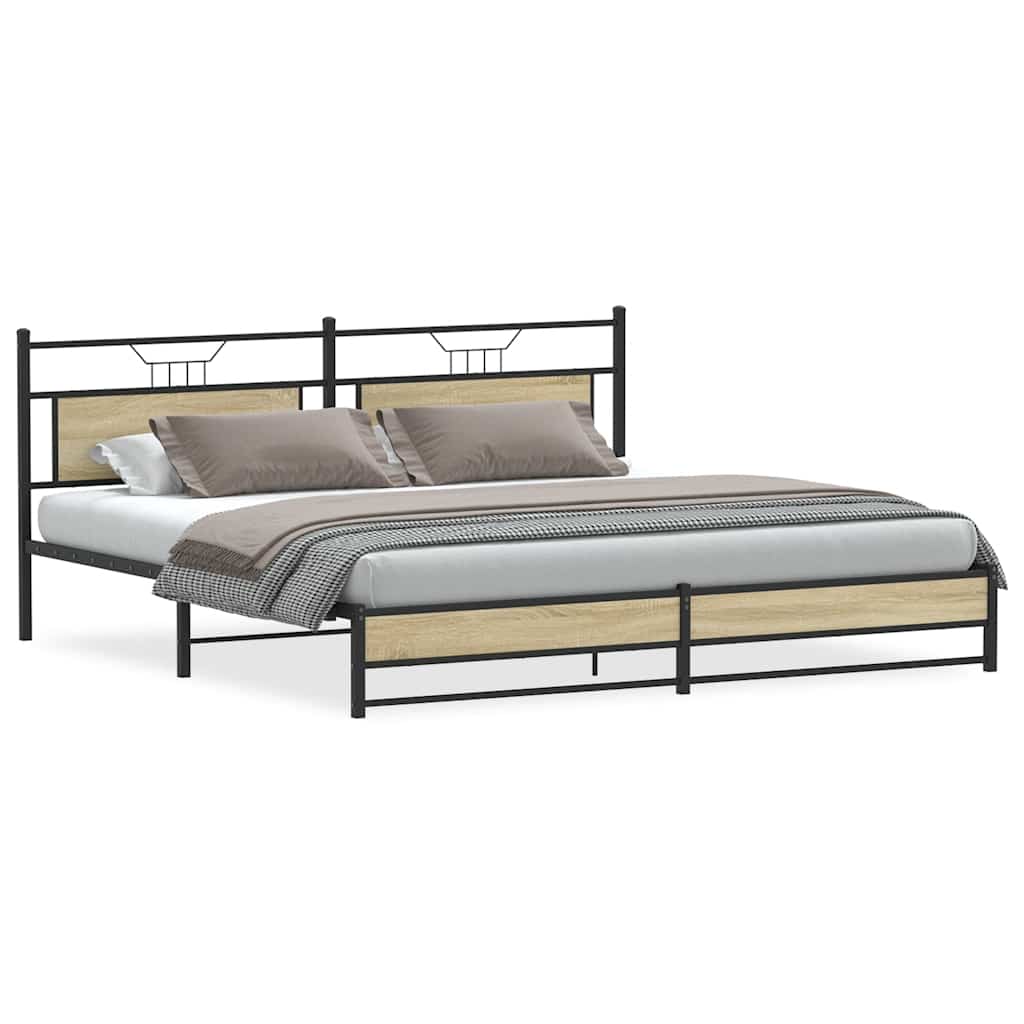 Metal Bed Frame without Mattress Sonoma Oak 200x200 cm