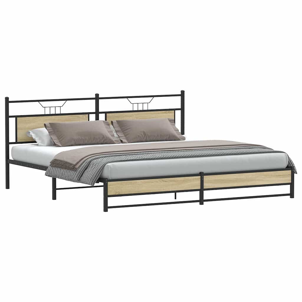 Metal Bed Frame without Mattress Sonoma Oak 200x200 cm