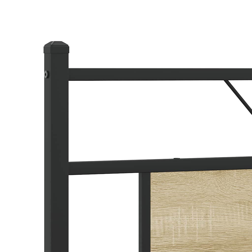 Metal Bed Frame without Mattress Sonoma Oak 160x200 cm