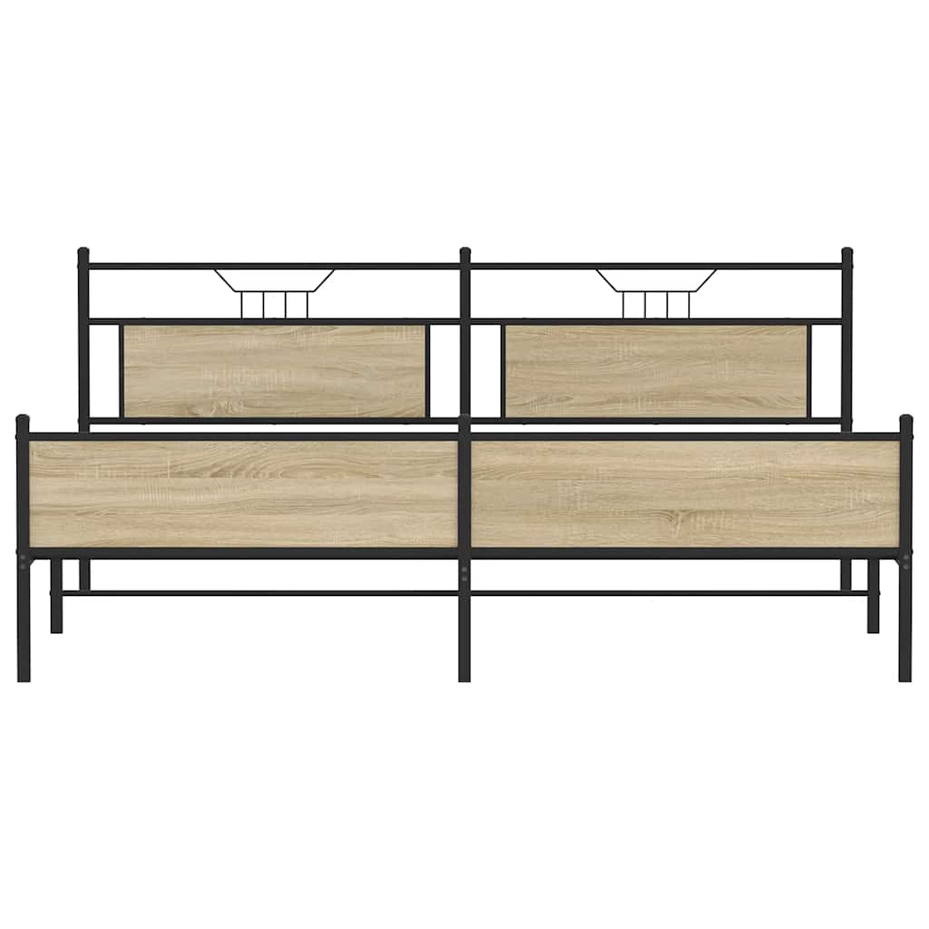 Metal Bed Frame without Mattress Sonoma Oak 200x200 cm