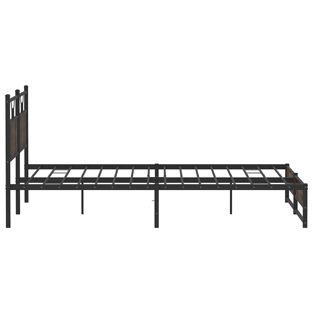 Metal Bed Frame without Mattress Brown Oak 180x200 cm Super King