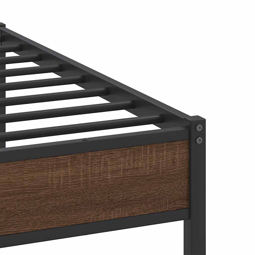 Metal Bed Frame without Mattress Brown Oak 183x213 cm