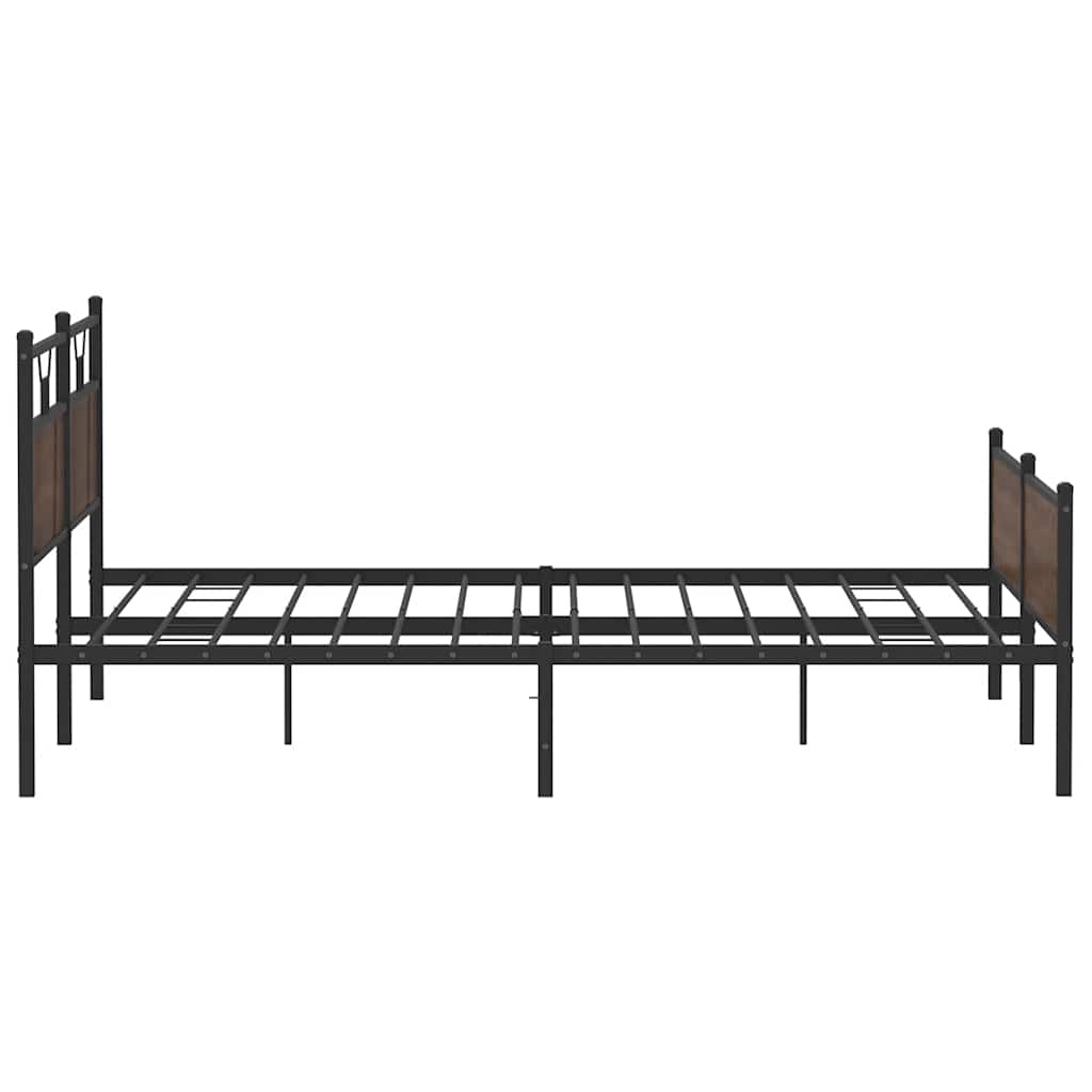 Metal Bed Frame without Mattress Brown Oak 200x200 cm