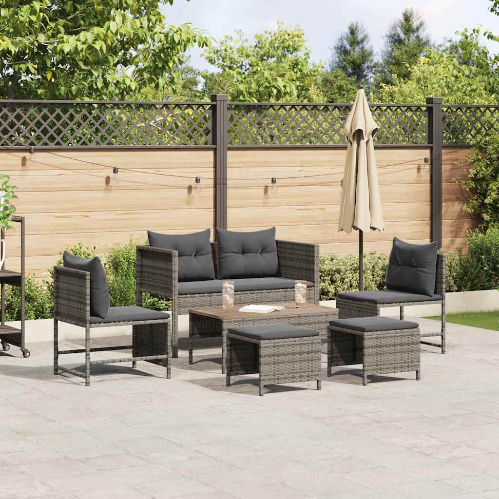 vidaXL Garden Sofa Set 6 pcs Grey, dark grey Poly Rattan