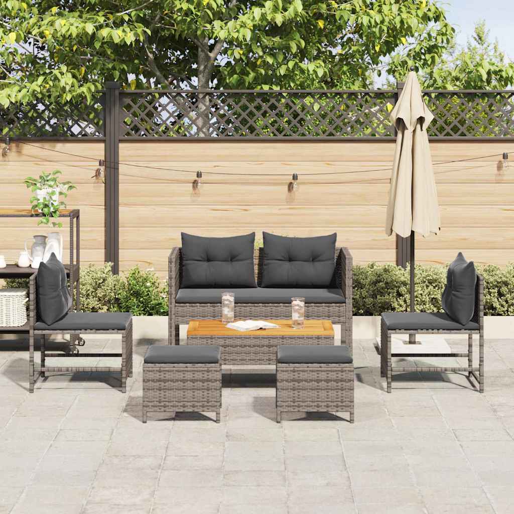 vidaXL Garden Sofa Set 6 pcs Grey, dark grey Poly Rattan