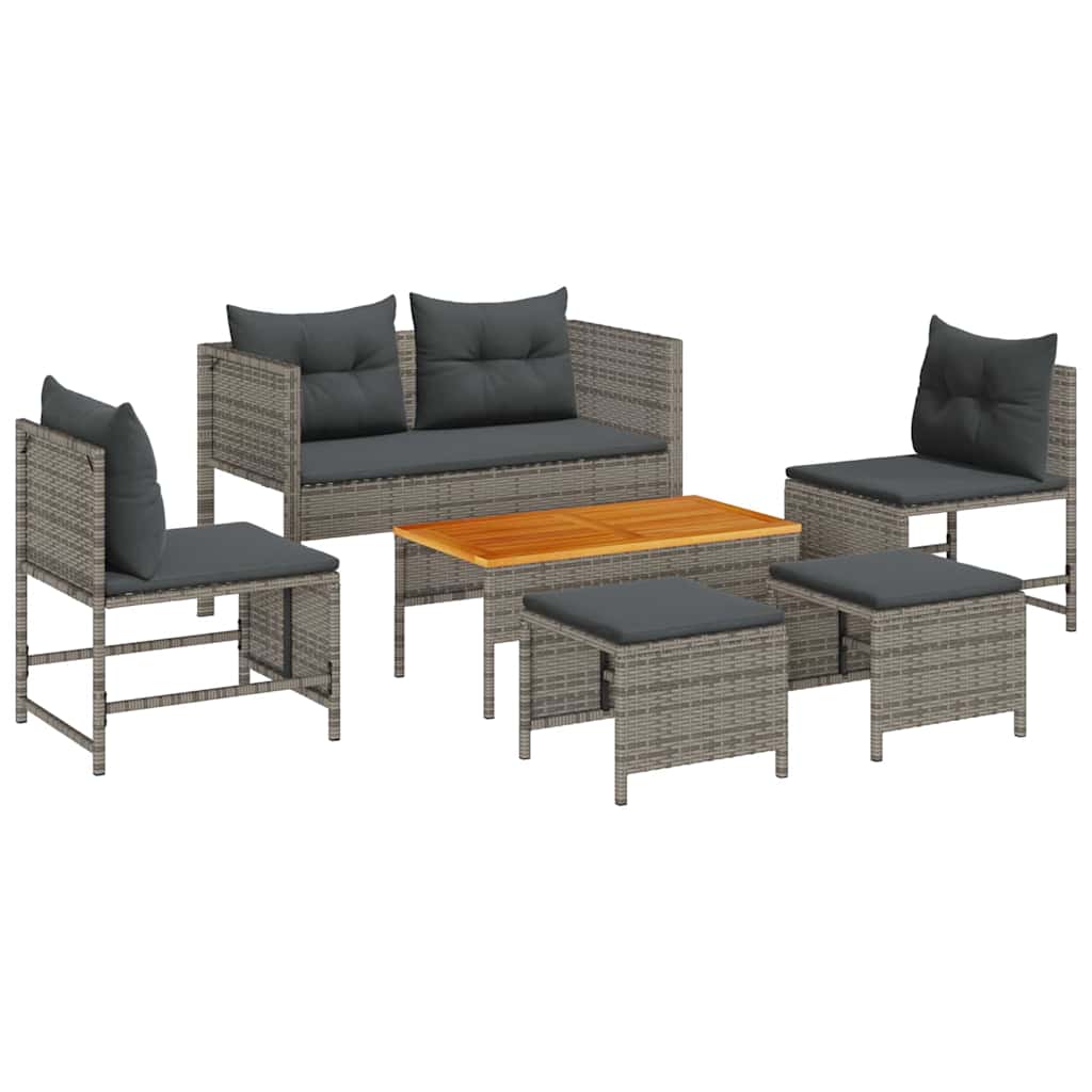 vidaXL Garden Sofa Set 6 pcs Grey, dark grey Poly Rattan