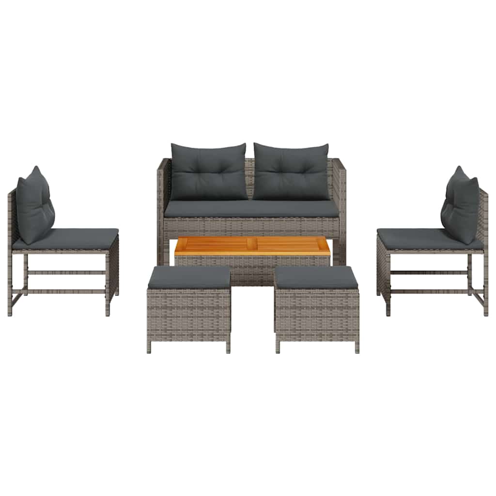 vidaXL Garden Sofa Set 6 pcs Grey, dark grey Poly Rattan