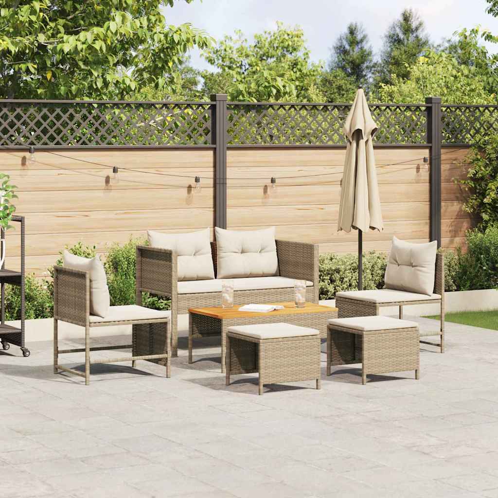 vidaXL Garden Sofa Set 6 pcs Beige, cream Poly Rattan