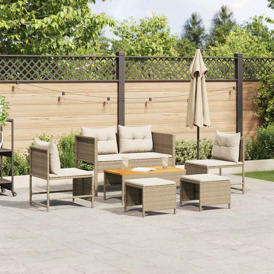 vidaXL Garden Sofa Set 6 pcs Beige, cream Poly Rattan