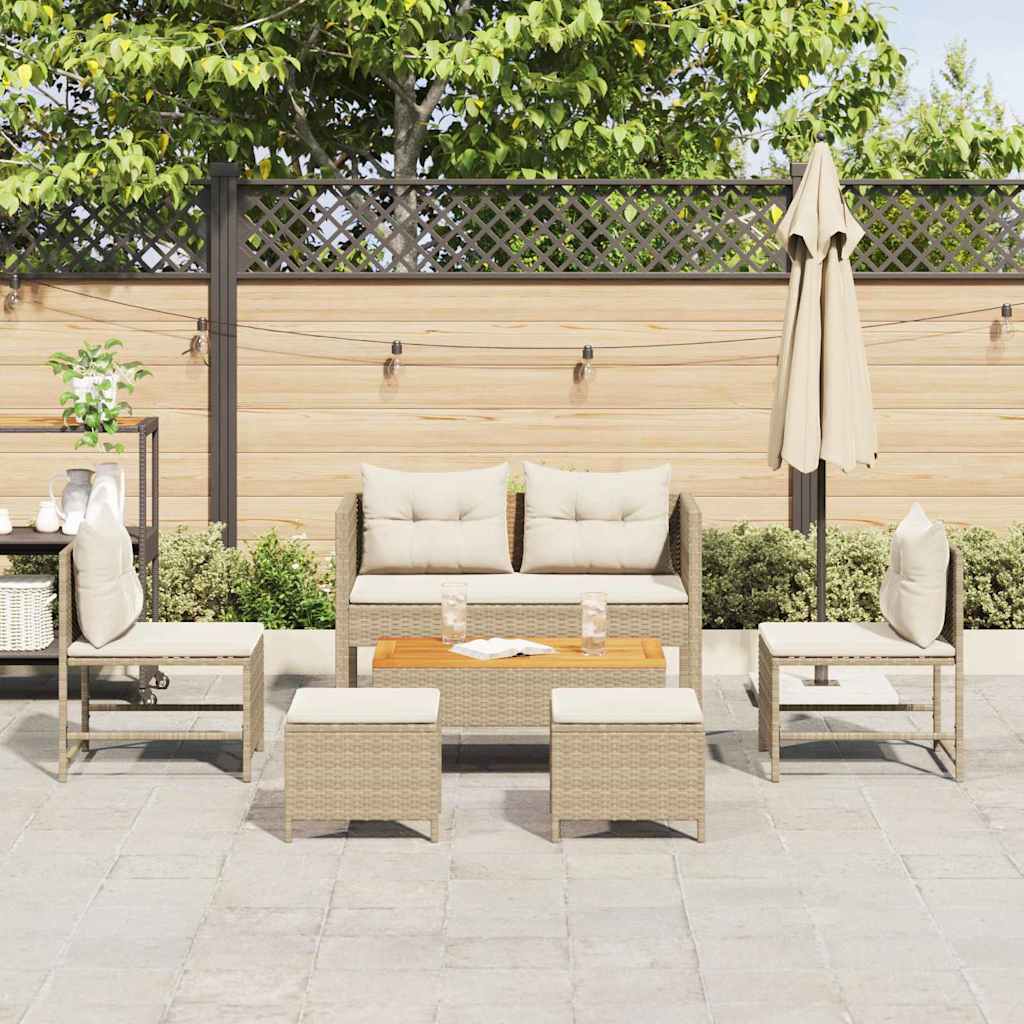 vidaXL Garden Sofa Set 6 pcs Beige, cream Poly Rattan
