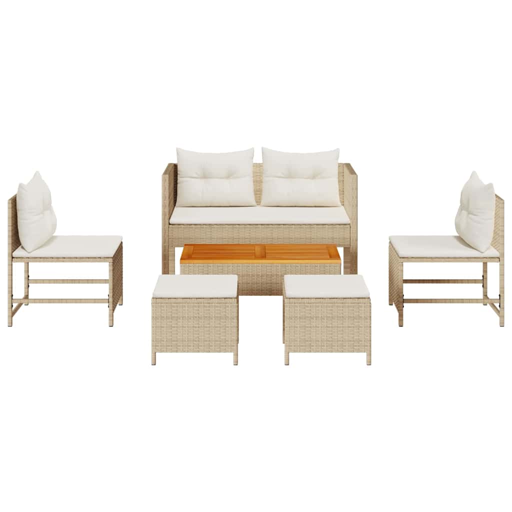vidaXL Garden Sofa Set 6 pcs Beige, cream Poly Rattan