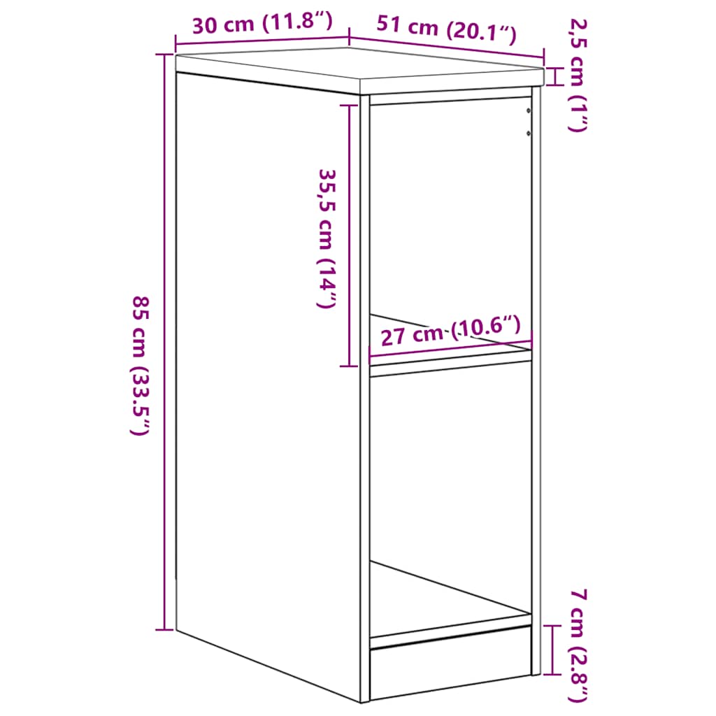 Garage Storage Cabinet Sonoma Oak 30x51x85 cm Solid Wood Pine