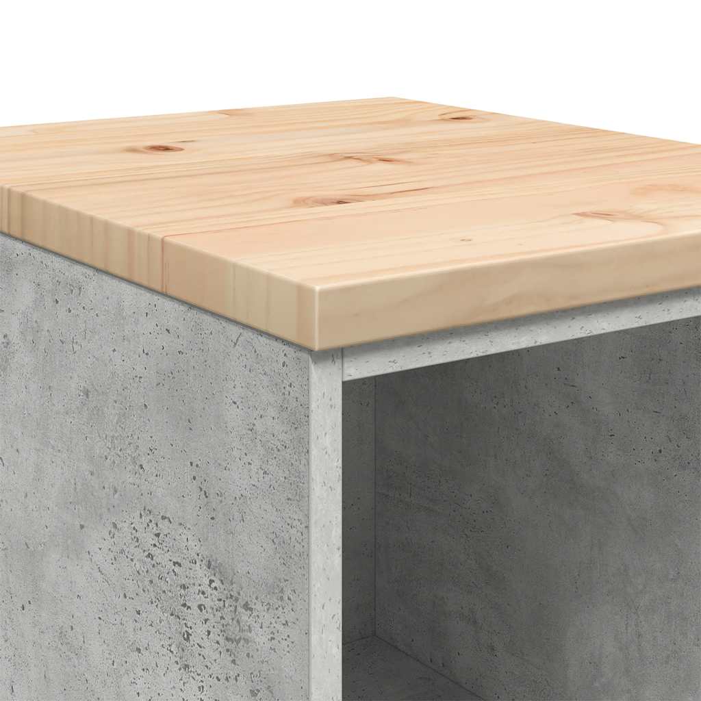 Garage Storage Cabinet Concrete Grey 40x51x85 cm Solid Wood Pine