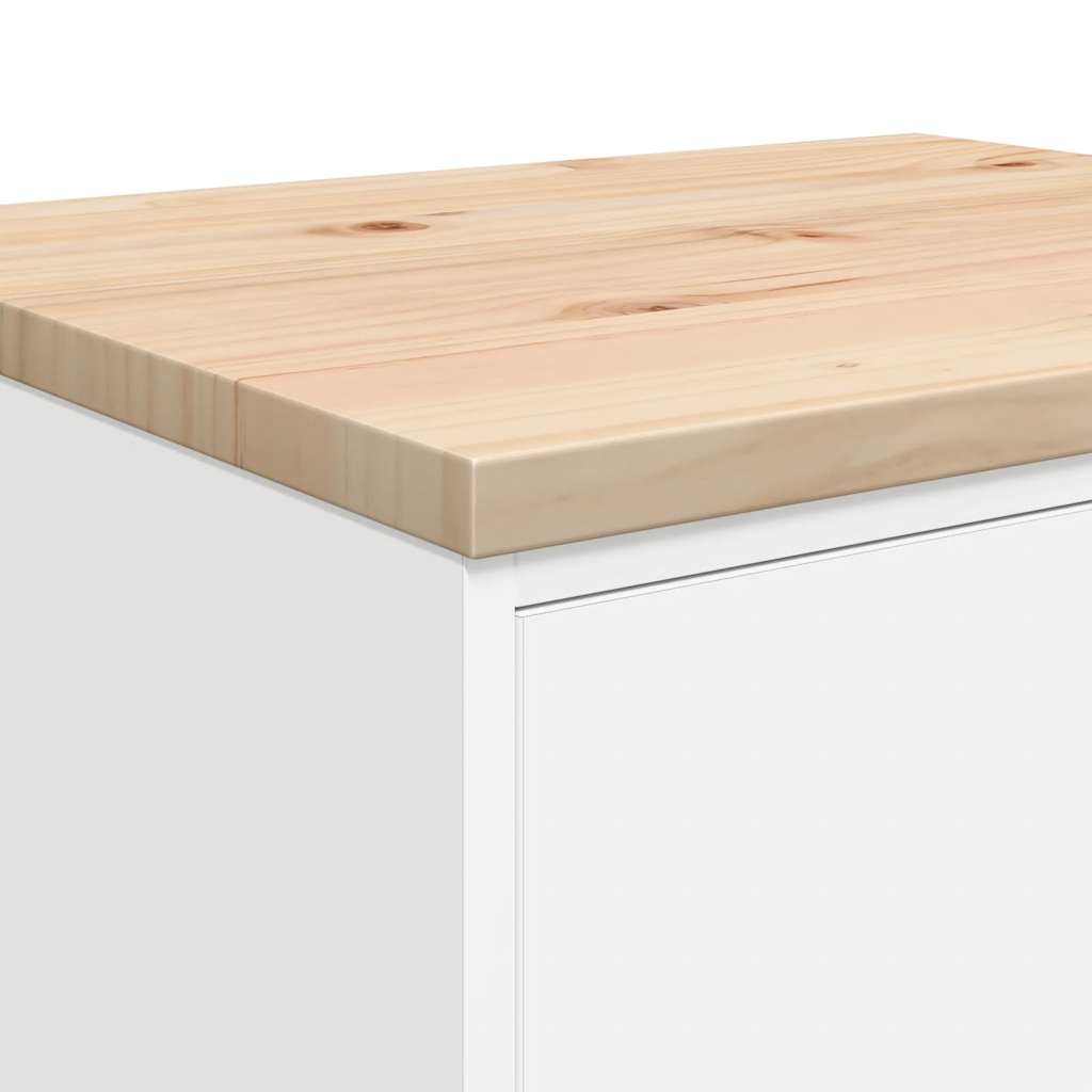 Garage Storage Cabinet White 60x51x85 cm Solid Wood Pine