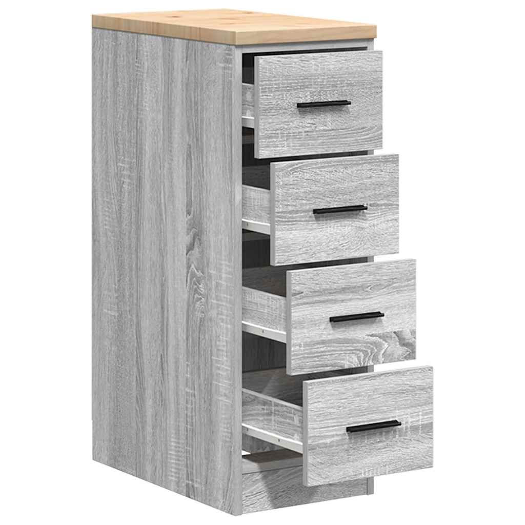Garage Storage Cabinet Grey Sonoma 30x51x85 cm Solid Wood Pine