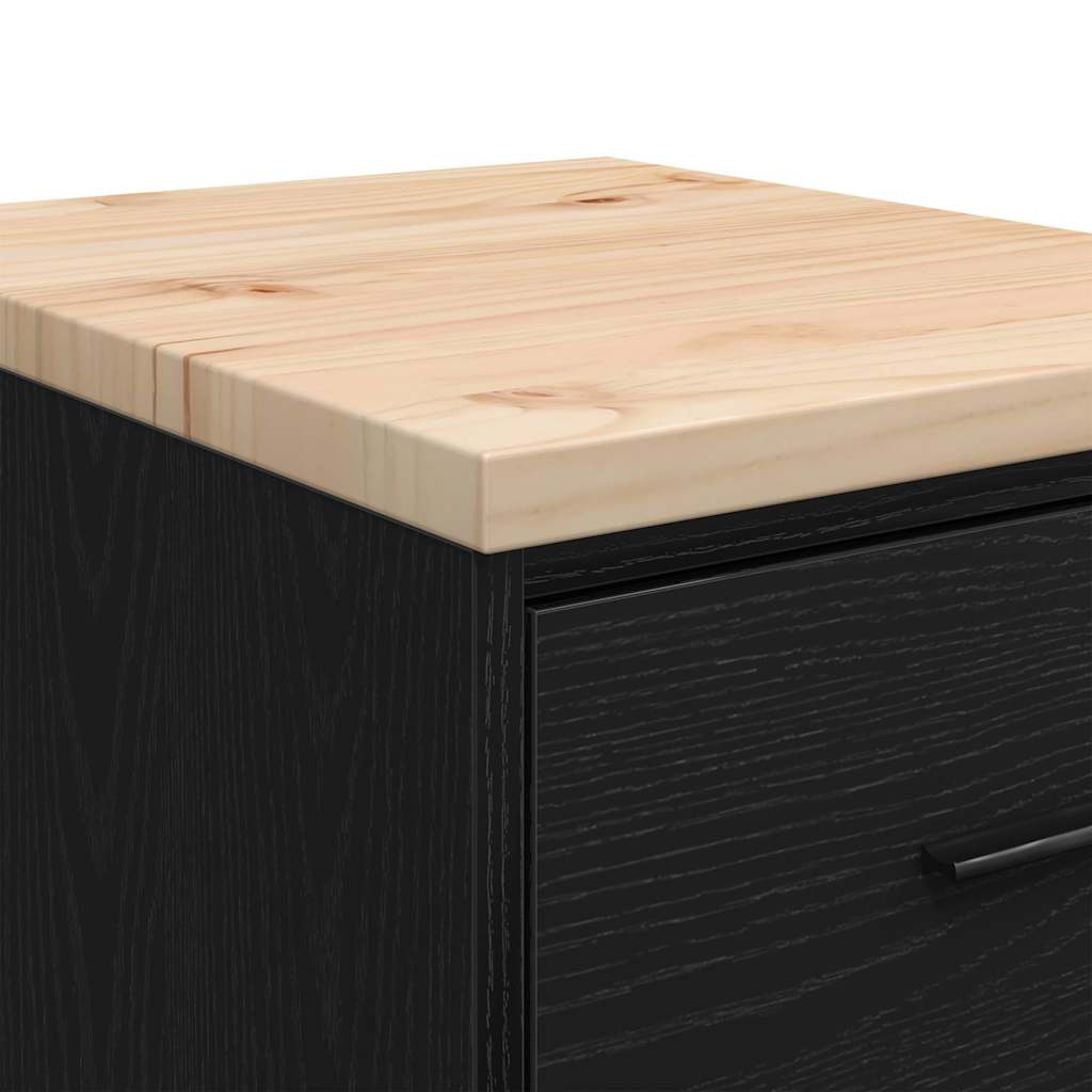 Garage Storage Cabinet Black 40x51x85 cm Solid Wood Pine