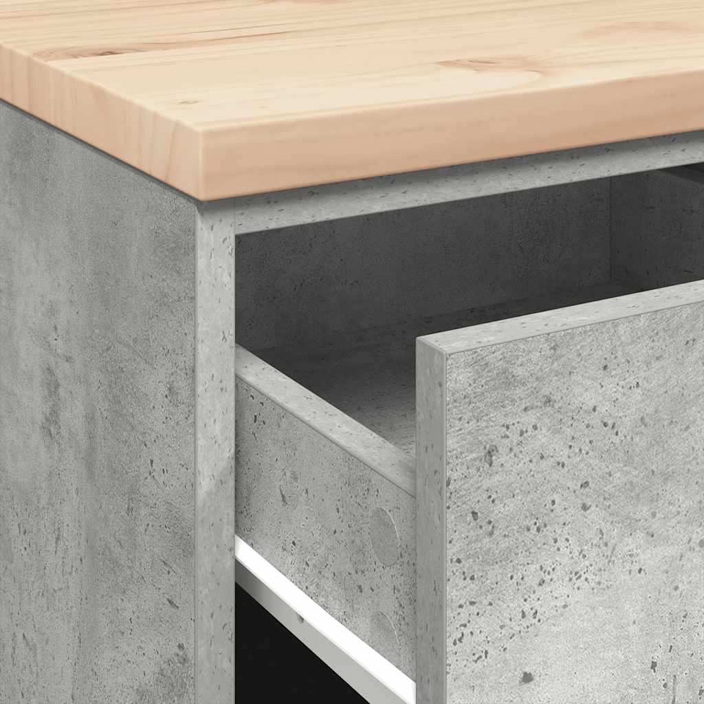 Garage Storage Cabinet Concrete Grey 40x51x85 cm Solid Wood Pine