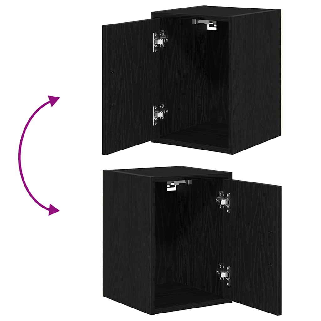 Garage Wall Cabinet Black Engineered Wood
