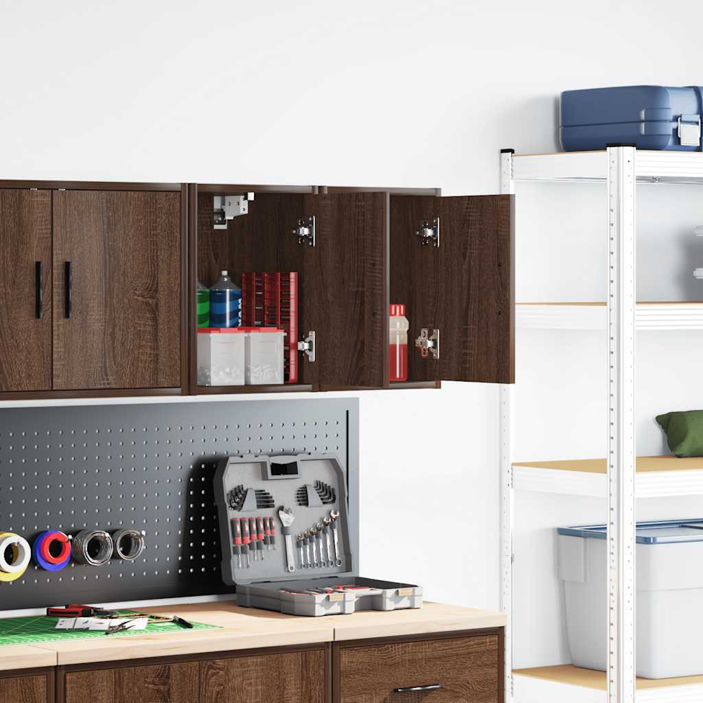Garage Wall Cabinets 2 pcs Brown Oak Engineered Wood