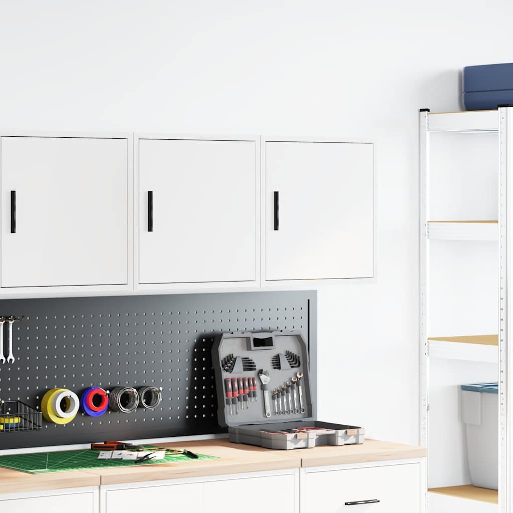 Garage Wall Cabinets 2 pcs White Engineered Wood