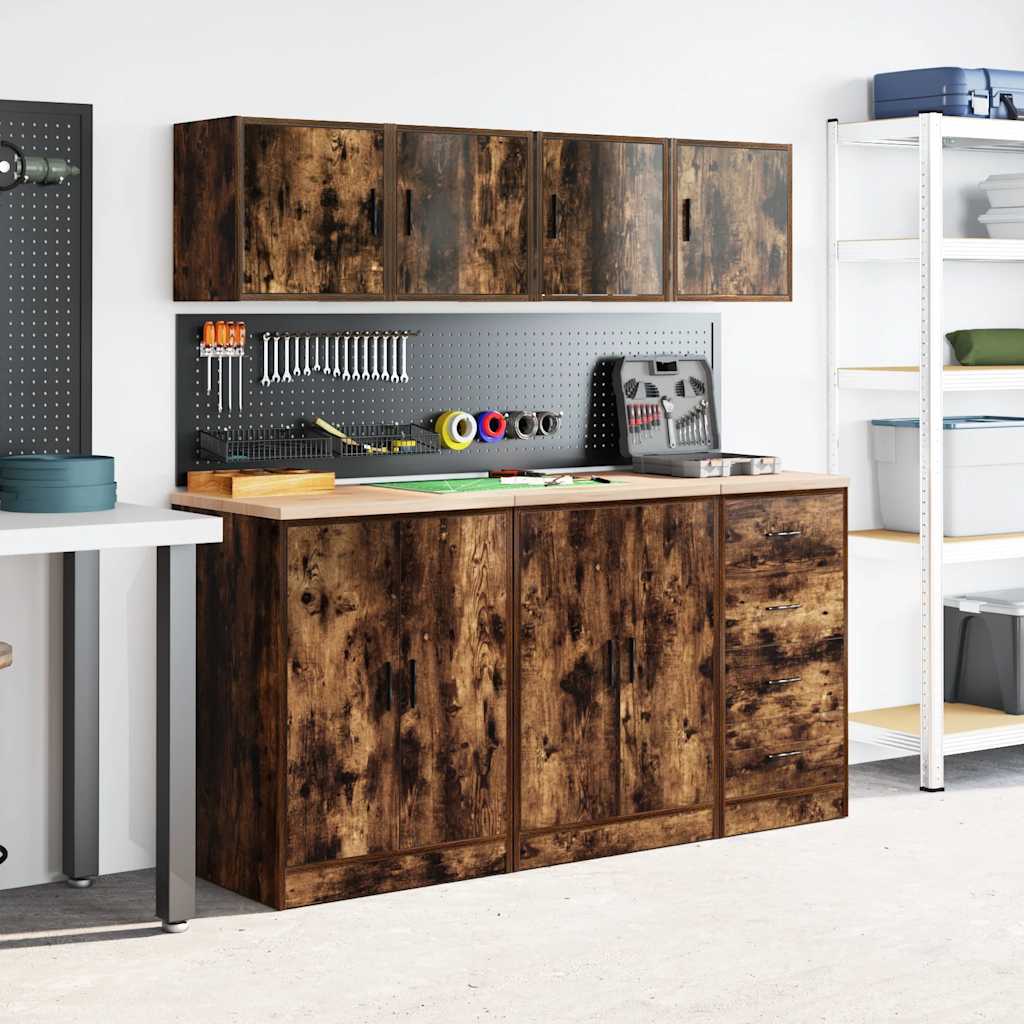 Garage Wall Cabinets 2 pcs Smoked Oak Engineered Wood