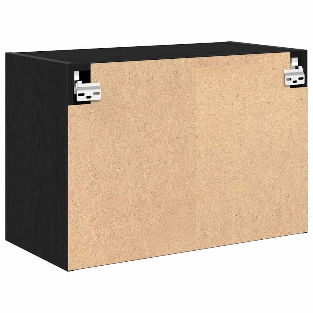 Garage Wall Cabinet Black Engineered Wood
