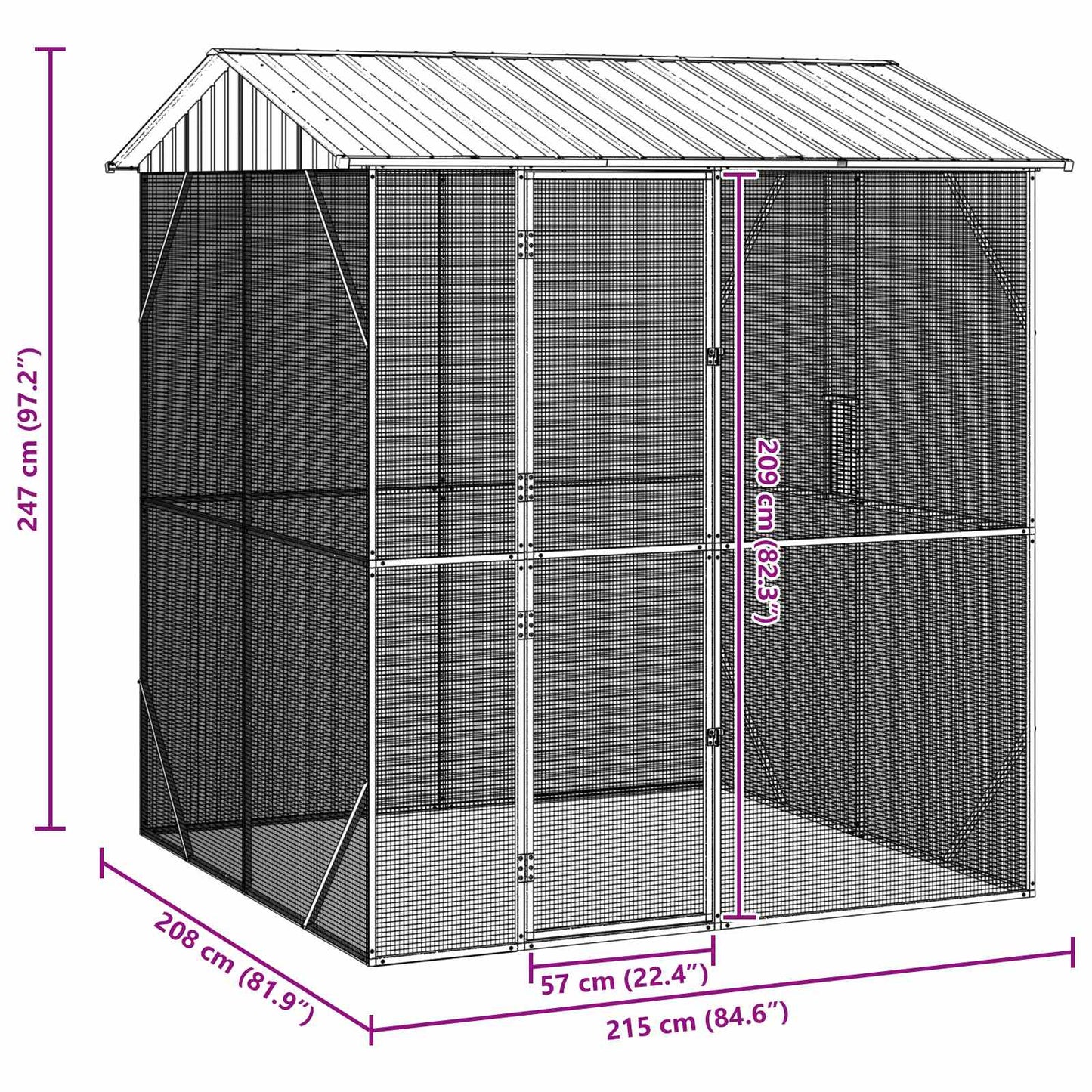 Bird Cage Anthracite 215 x 208 x 247 cm Galvanised Steel