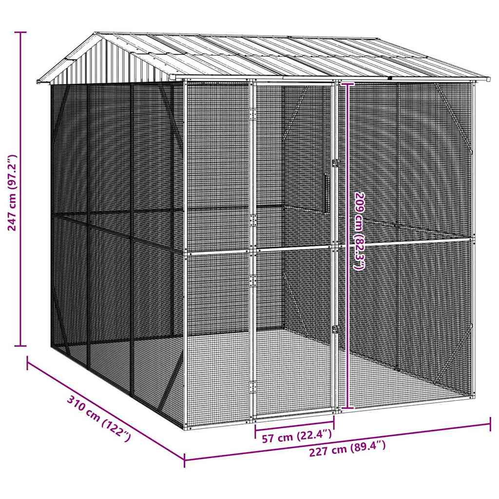 Bird Cage Anthracite 227 x 310 x 247 cm Galvanised Steel