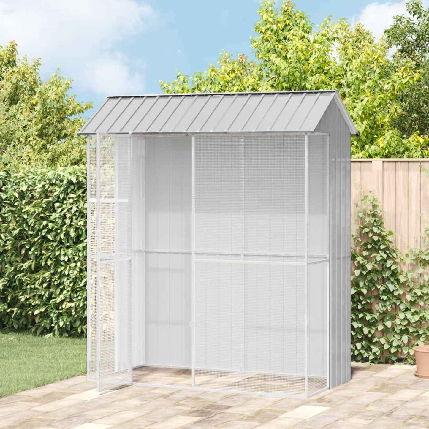 Bird Cage with Storage Grey 215 x 110 x 247 cm Galvanised Steel