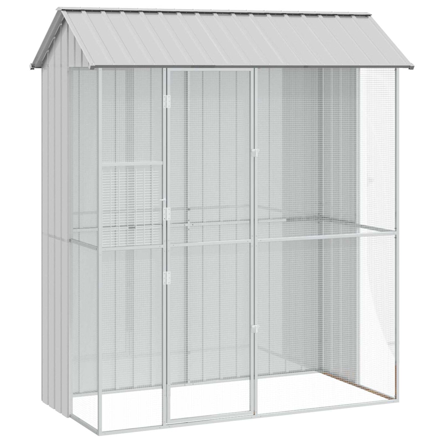 Bird Cage with Storage Grey 215 x 110 x 247 cm Galvanised Steel