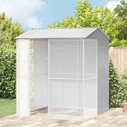 Bird Cage with Storage Grey 215 x 210 x 247 cm Galvanised Steel
