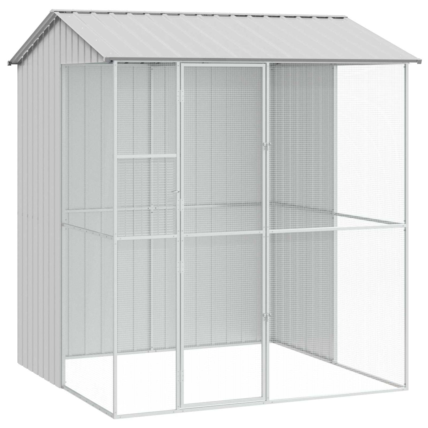 Bird Cage with Storage Grey 215 x 210 x 247 cm Galvanised Steel
