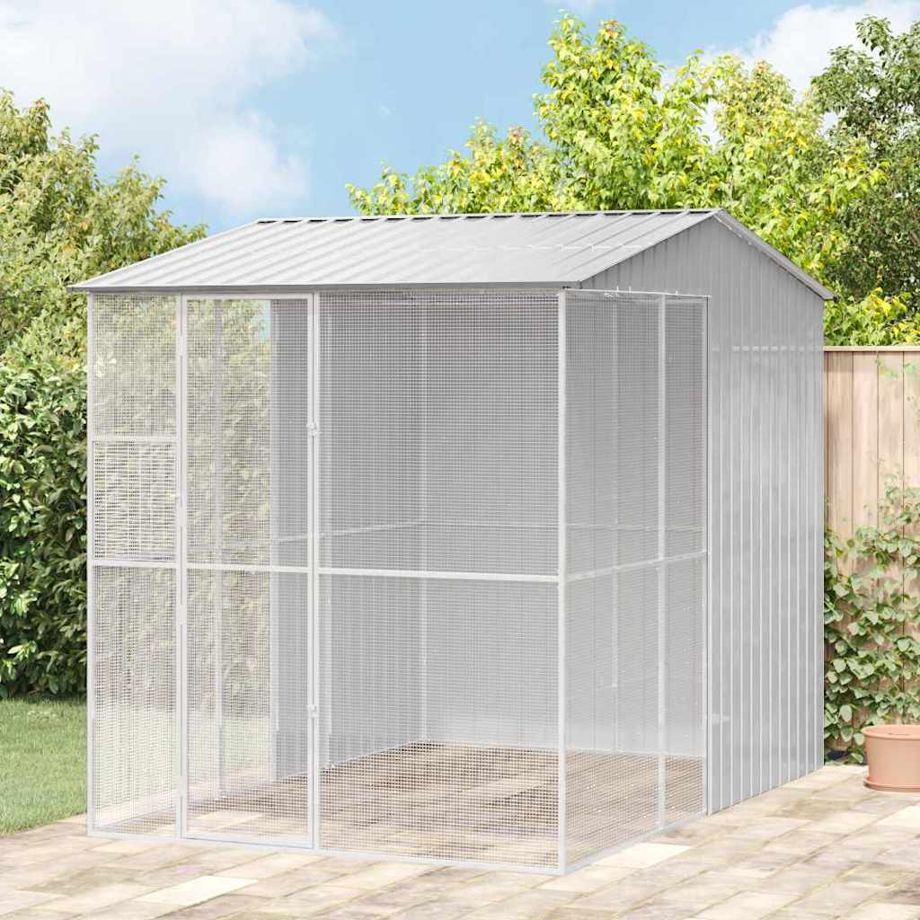 Bird Cage with Storage Grey 215 x 310 x 247 cm Galvanised Steel
