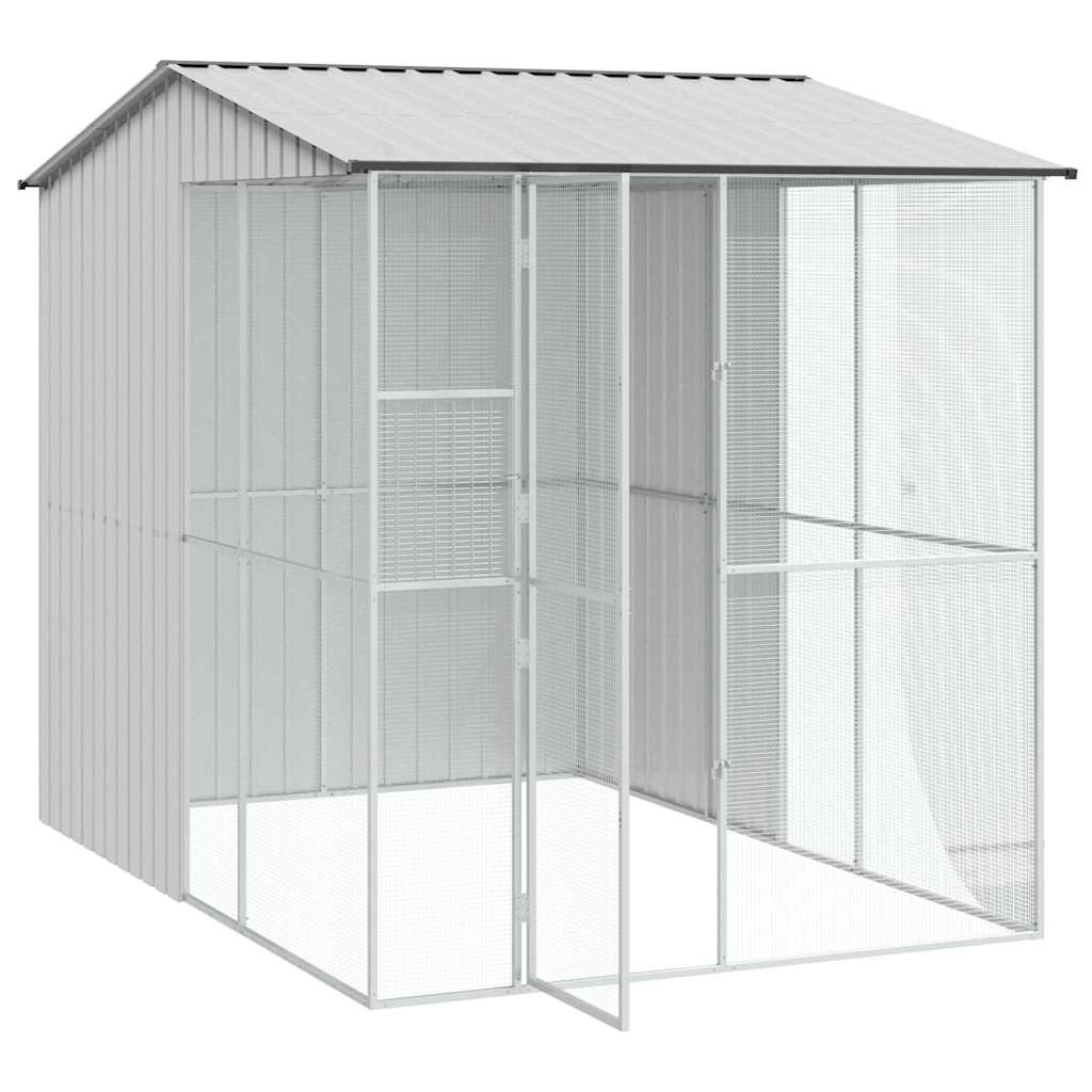 Bird Cage with Storage Grey 215 x 310 x 247 cm Galvanised Steel