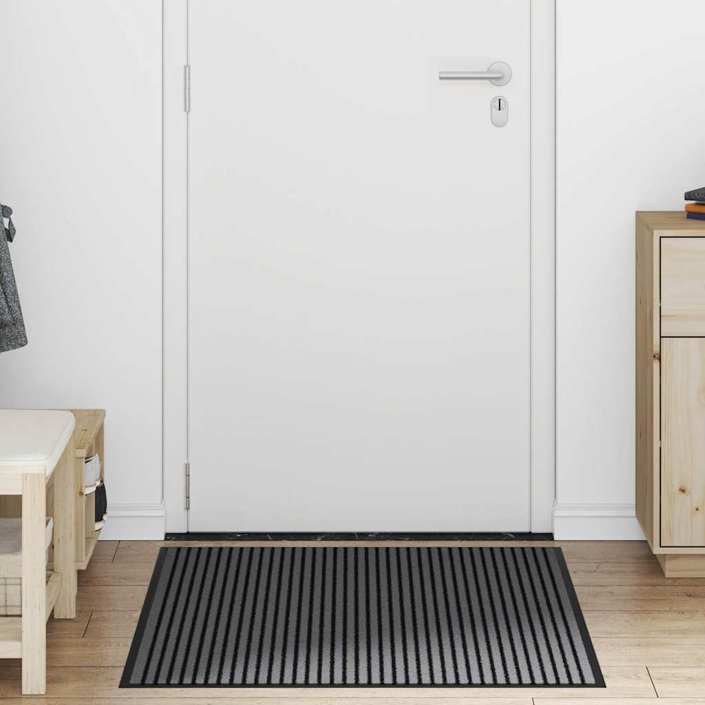 Doormat Stripe Black and Grey 90x120 cm