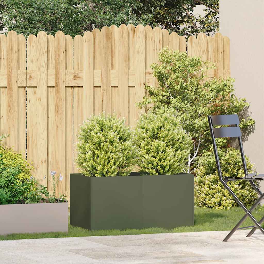 vidaXL Planter Olive Green 80x40x40 cm Cold-rolled Steel