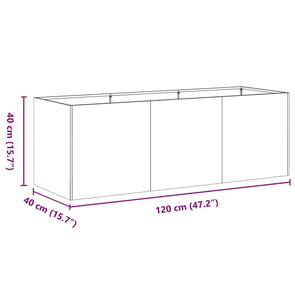 vidaXL Planter White 120x40x40 cm Cold-rolled Steel