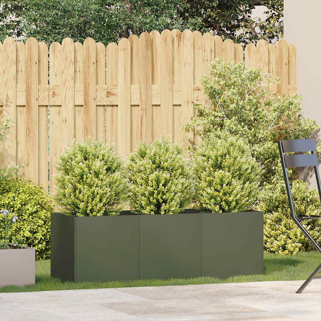 vidaXL Planter Olive Green 120x40x40 cm Cold-rolled Steel