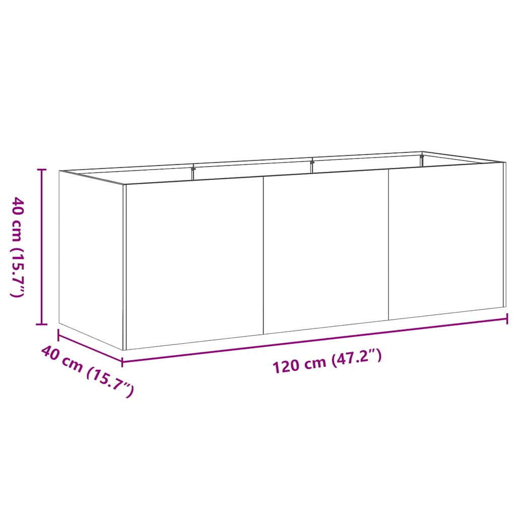 vidaXL Planter Olive Green 120x40x40 cm Cold-rolled Steel