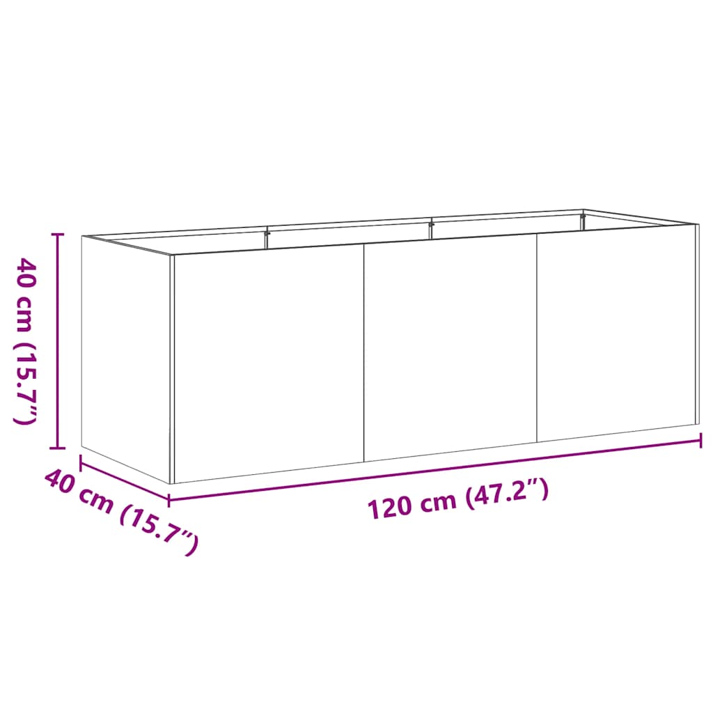 vidaXL Planter Rusty 120x40x40 cm Weathering Steel