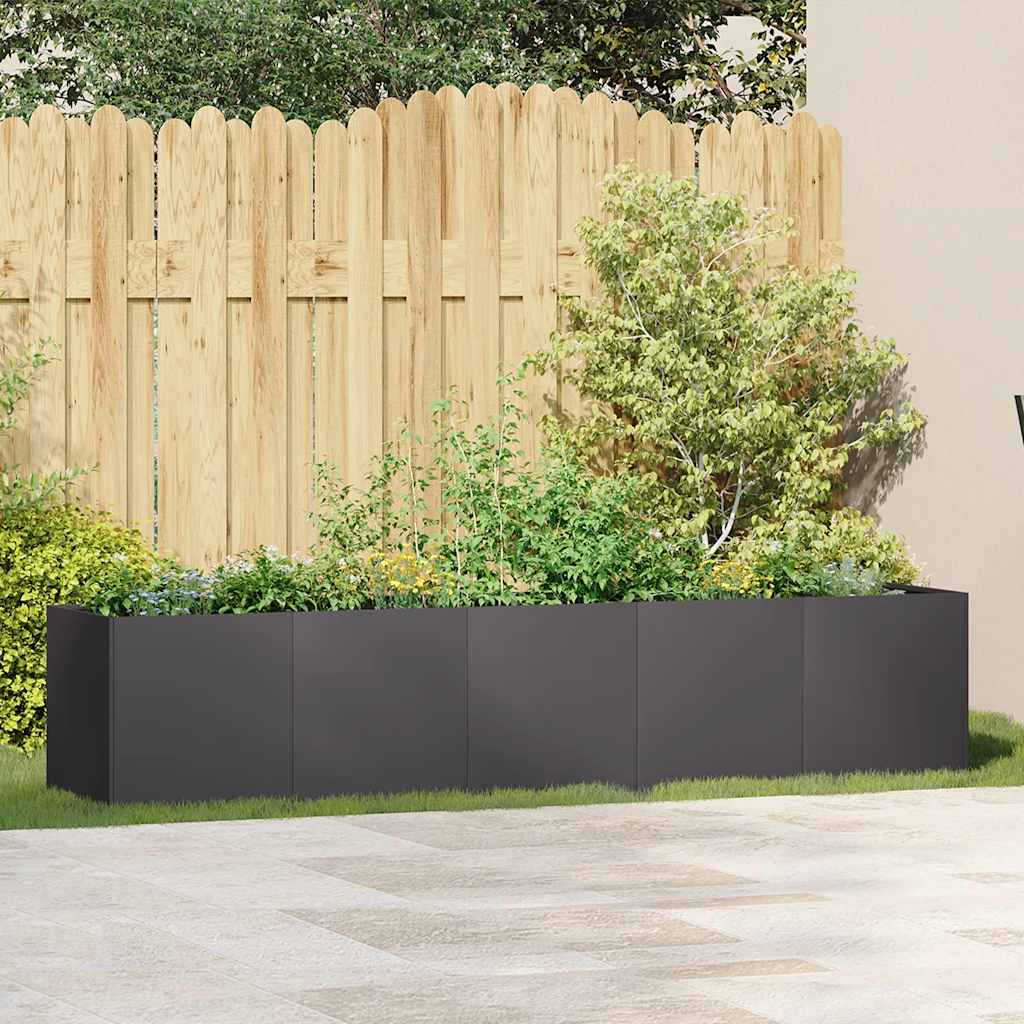 vidaXL Planter Black 200x40x40 cm Cold-rolled Steel