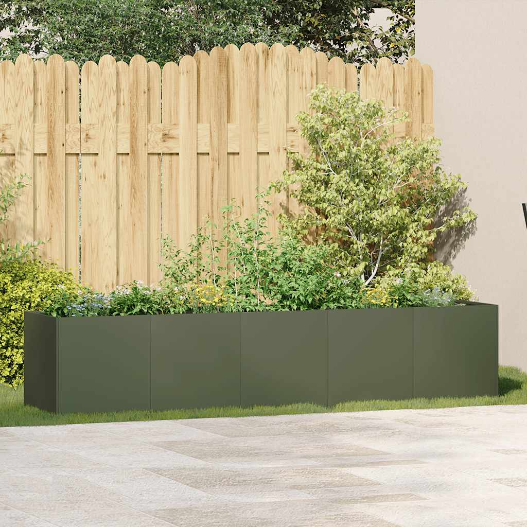 vidaXL Planter Olive Green 200x40x40 cm Cold-rolled Steel