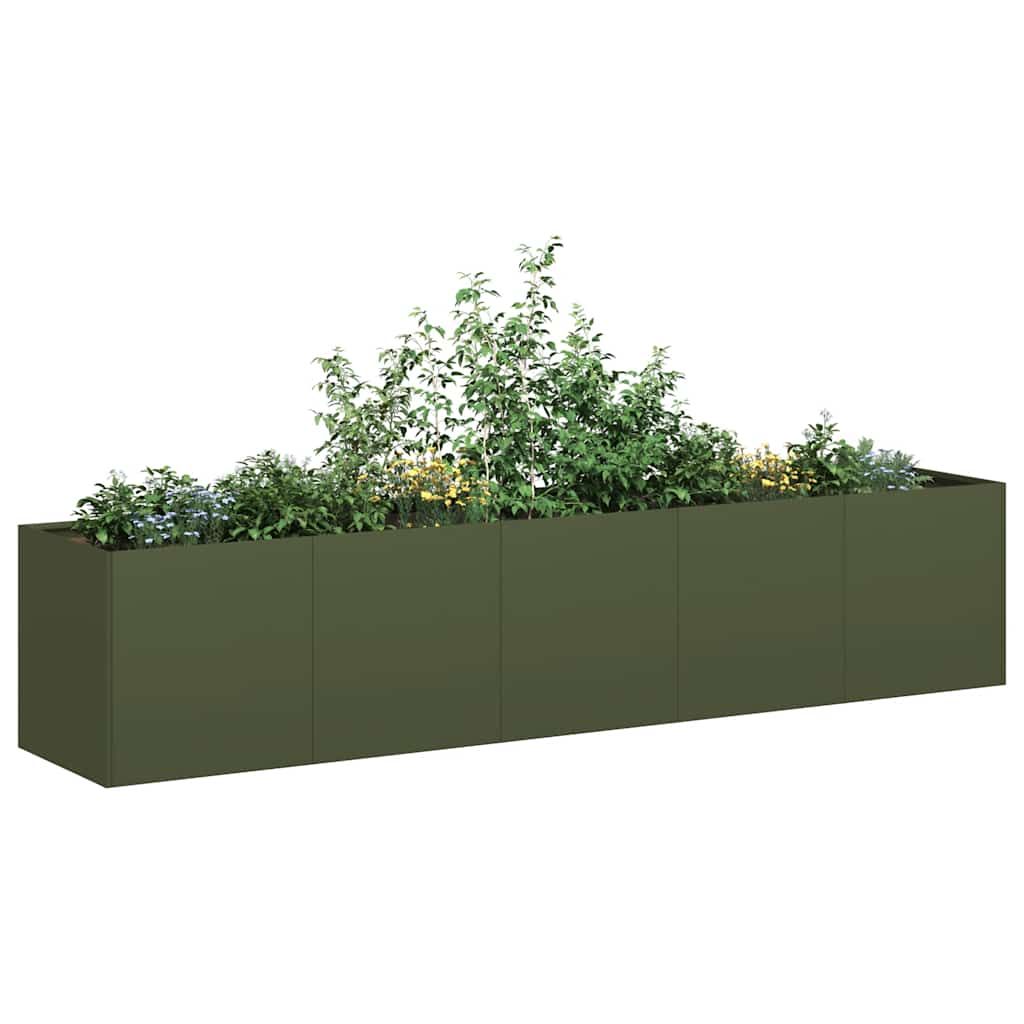 vidaXL Planter Olive Green 200x40x40 cm Cold-rolled Steel