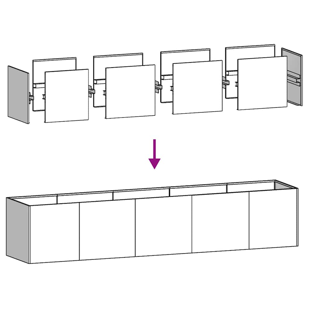 vidaXL Planter 200x40x40 cm Stainless Steel