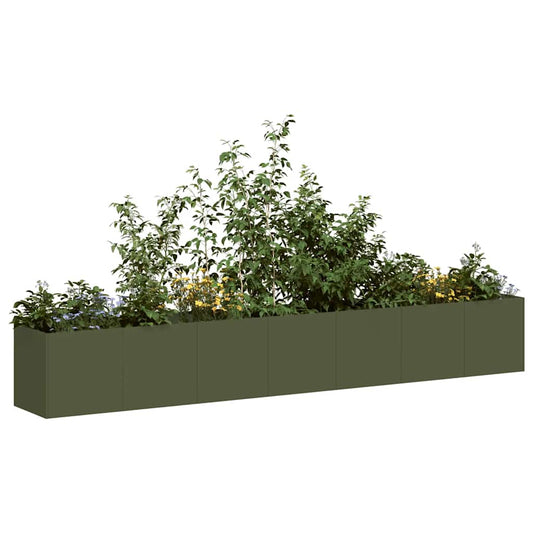 vidaXL Planter Olive Green 280x40x40 cm Cold-rolled Steel