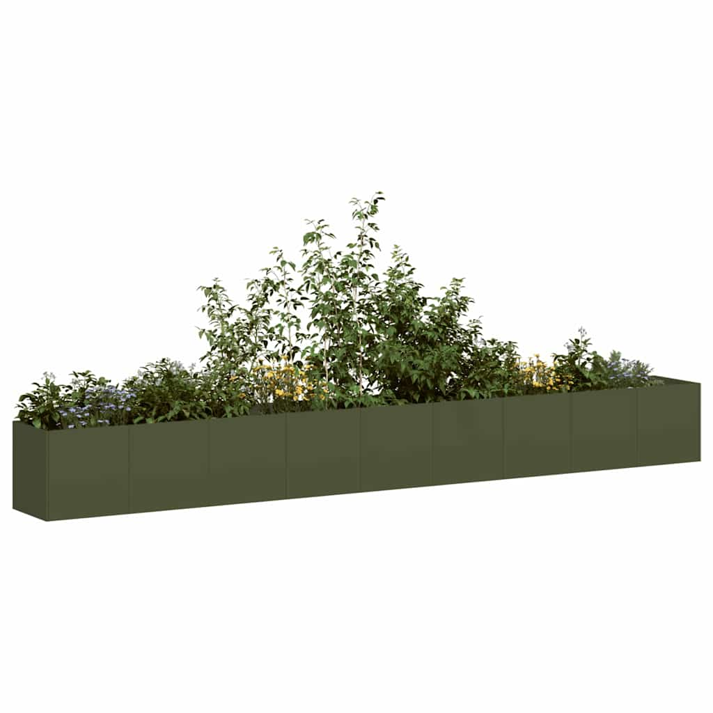 vidaXL Planter Olive Green 360x40x40 cm Cold-rolled Steel